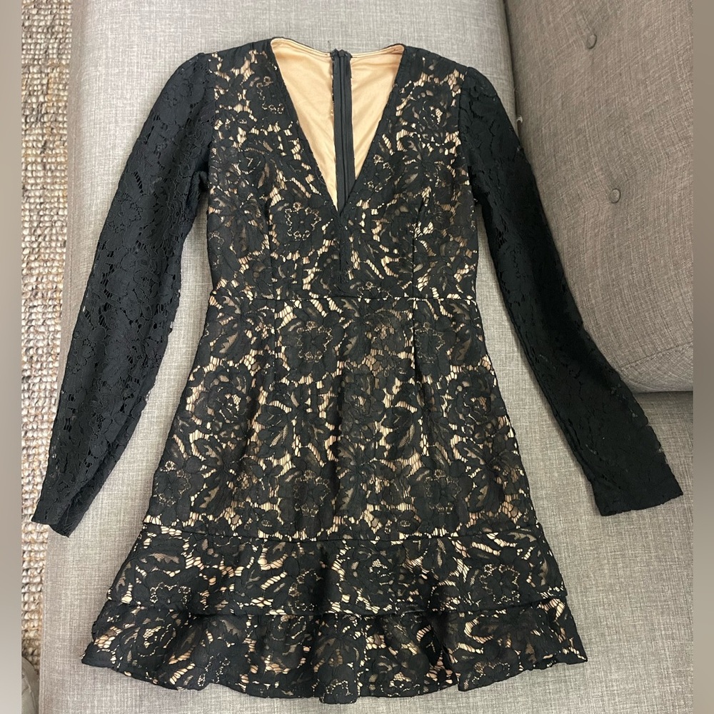 LuLus mini lace dress with v-neck